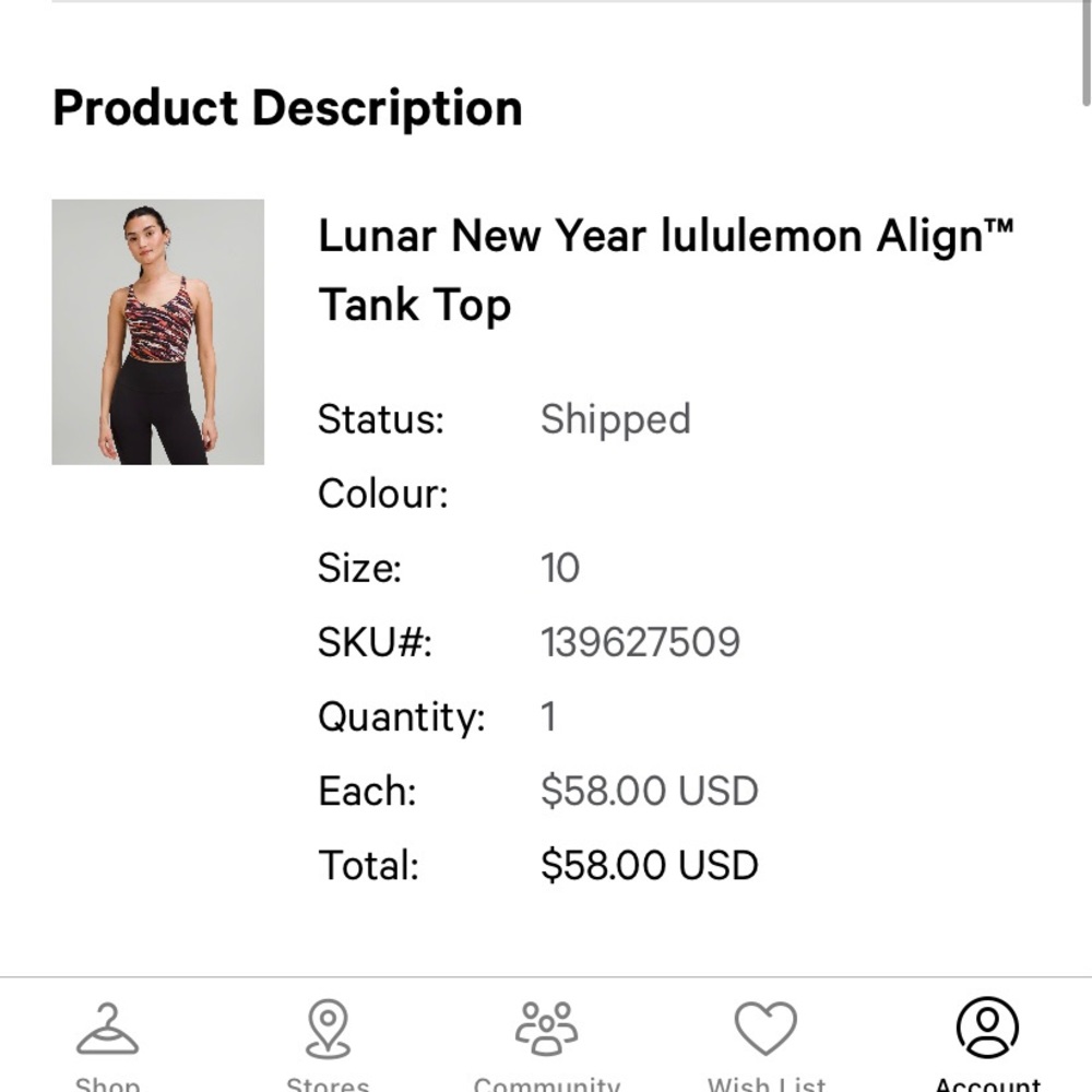Lululemon align lunar new year top